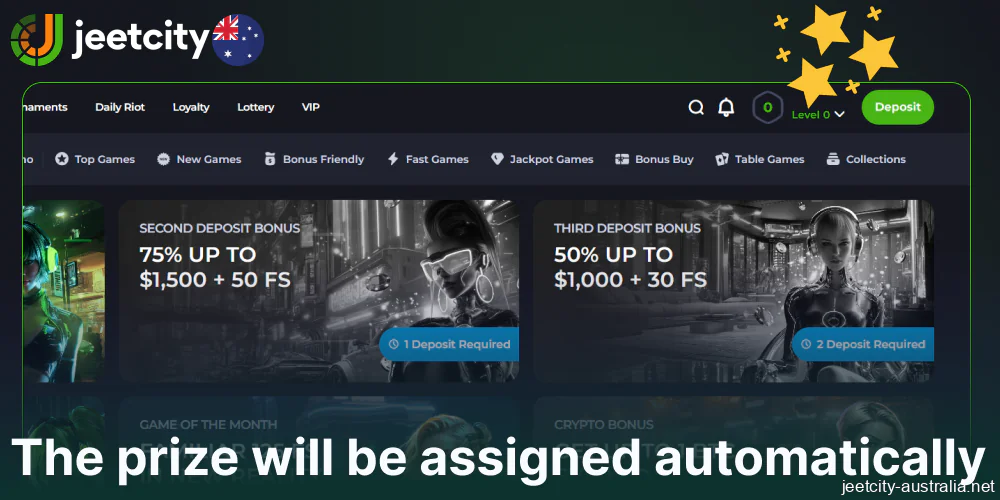 The Jeetcity prize will be assigned automatically